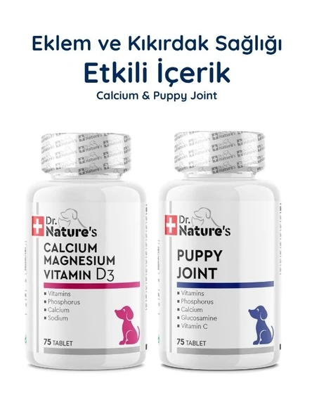 Köpek Glukozamin 75 Tablet + Kalsiyum Magnesium D3 75 Tablet Seti – Eklem ve Kemik Destek Paketi ürün görseli 1