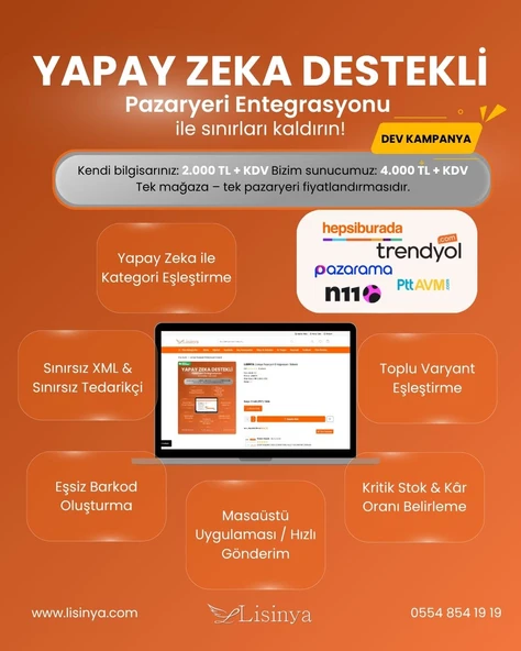 Lisinya Pazaryeri Entegrasyon Sistemi ürün görseli 1
