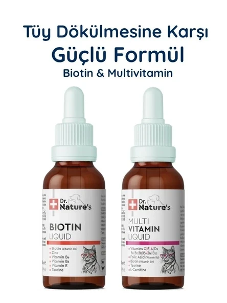 Kedi Multivitamin + Biotin Damla Seti – Günlük Vitamin ve Tüy Sağlığı Destek Paketi ürün görseli 1