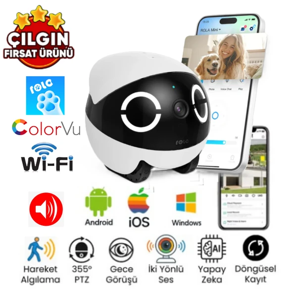 Enabot ROLA Mini 2k Pet Kamera Evcil Hayvan ve Aile Robotu ürün görseli 1