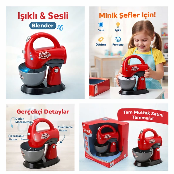 Işıklı ve Sesli Blender Çocuklar İçin Gerçekçi Evcilik Mutfak Seti ürün görseli 1