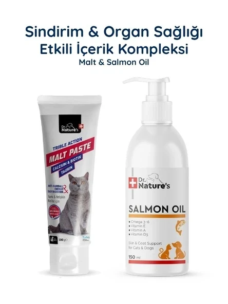 Kedi Malt Macunu + Somon Yağı Omega 3 Seti – Sindirim ve Tüy Sağlığı Destek Paketi ürün görseli 1