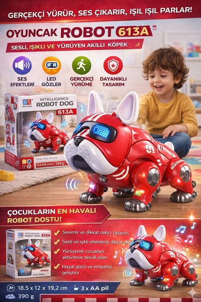 Robot Köpek Sesli Işıklı ve Yürüyen Akıllı Köpek Oyuncak ürün görseli 1