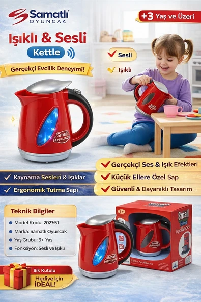 Işıklı ve Sesli Kettle Gerçekçi Evcilik Deneyimi! ürün görseli 1