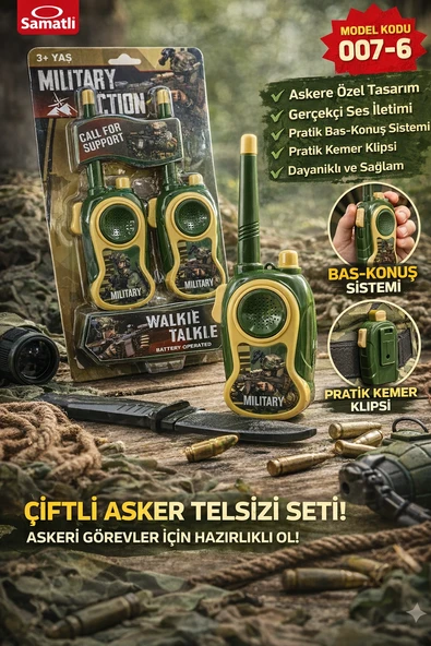 Pilli Asker Telsizi Walkie Talkie Çiftli Set Bas Konuş Özellikli ürün görseli 1