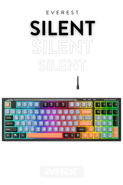 Everest KB-98 Sessiz Rainbow Q Türkçe Klavye Membrane Oyuncu Klavyesi Gaming Klavye ürün görseli 1