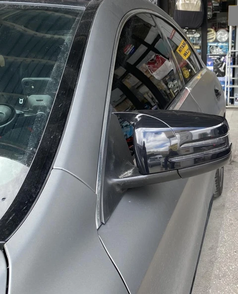 Mercedes Benz için W176 W246 W204 W212 W221 C117 X204 X156 Batman Yarasa  ayna kapağı piano black ürün görseli 1