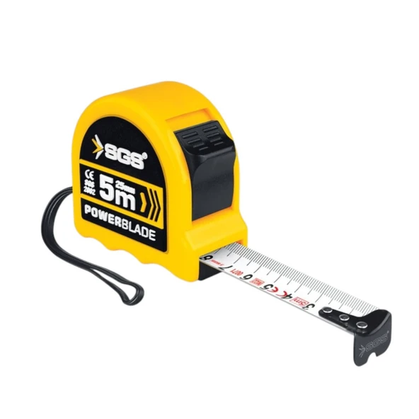 SGS Şerit Metre 5m x 19mm Çift Stop Kilitli Dayanıklı Ölçüm Metresi ürün görseli 1