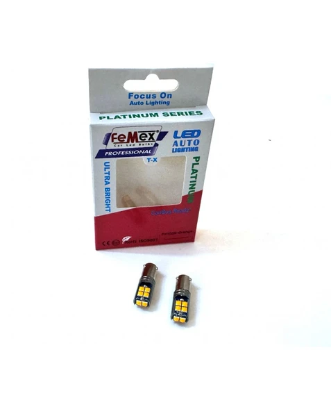FEMEX Platinum H21W BAY9S 10 Smd Turuncu 3030 Chip Led Ampul Aktif Canbus ürün görseli 1