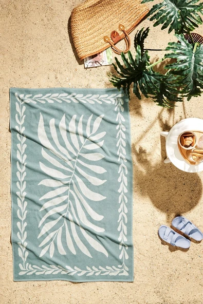 Özdilek Boho Leaf Plaj Havlusu (90x150)-Yeşil ürün görseli 1
