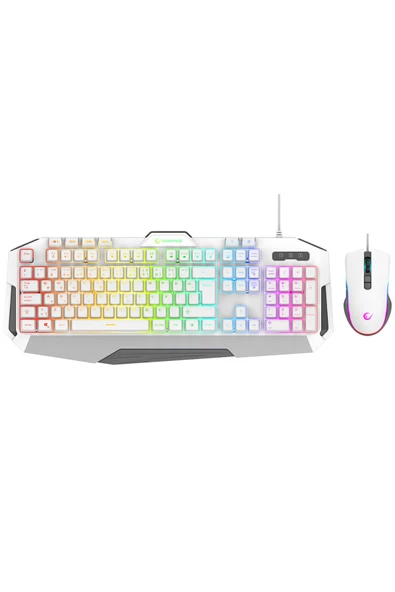 Rampage KM-34 GLARE Beyaz Usb RGB Aydınlatmalı Q 12800 DPI Mouse Gaming Oyuncu Klavye Set ürün görseli 1
