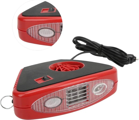 Araç içi Isıtıcı Fan Led Işıklı Cam Buğu Çözücü Oto Isıtıcı 12V ürün görseli 1