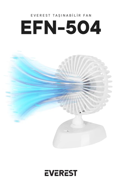 Everest Efn-504 360 Derece Dönüş Çift 2 Kademeli 3200rpm Taşınabilir Mini Masaüstü Beyaz Usb Fan Vantilatör ürün görseli 1