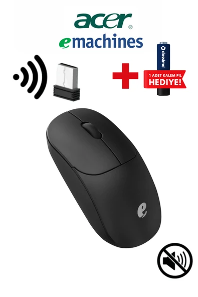 ACER eMachines Sessiz Kablosuz Mouse – USB Alıcılı, Pil Hediyeli, Ev ve Ofis için – EAM080 ürün görseli 1