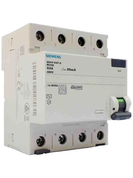 Siemens Trifaze 4P 63A 30mA  Kaçak akım Koruma Rölesi (Hayat Koruma Rölesi) 5SV5346-6 ürün görseli 1