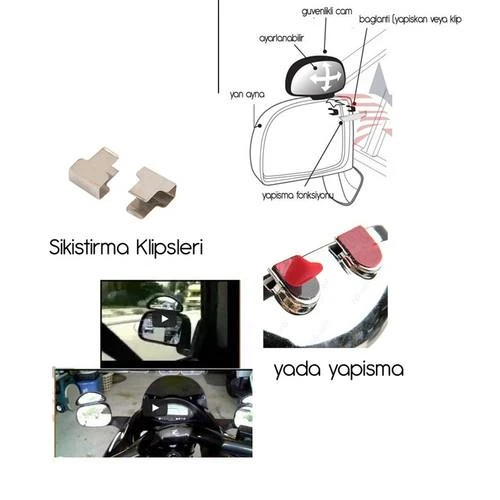 Sürücü Eğitmen Aynası Oval Siyah - Resim 7