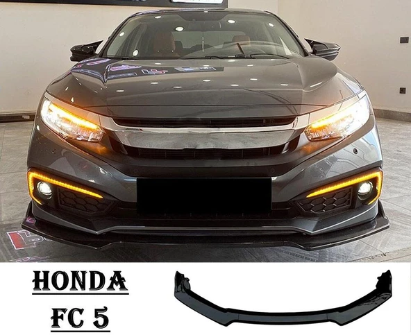 Honda Civic Fc5 için 2016 - 2019 3 Parça Piono Black Ön Lip ürün görseli 1