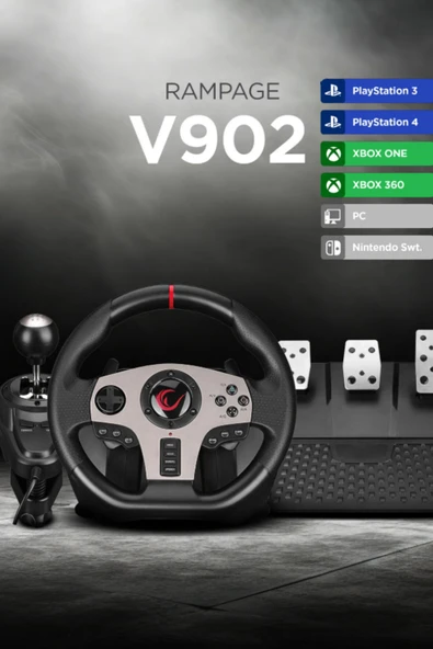 Rampage V902 Ps4/pc/xboxone/xbox360 /xbox Series S Uyumlu 3 Pedallı Oyuncu Direksiyonu ürün görseli 1