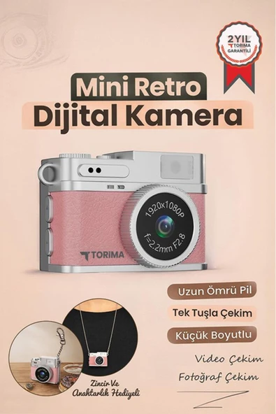 Torima Mini Dijital Kamera Selfie Video Vlog Kamerası Mini Anahtarlık 1080P CMR35 Pembe ürün görseli 1