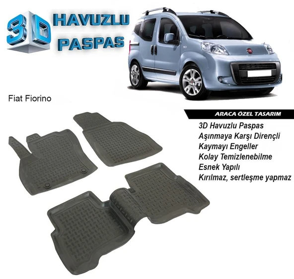 Fiat Fiorino 3D Havuzlu Paspas Bipper Nemo Uygun ürün görseli 1