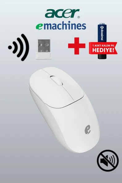 ACER eMachines Sessiz Kablosuz Mouse – USB Alıcılı, Pil Hediyeli, Ev ve Ofis için – EAM080 ürün görseli 1
