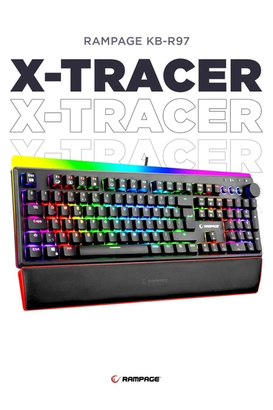 Rampage Kb-r97 X-tracer Rgb Bilek Destekli Red Switch Mekanik Oyuncu Klavyesi ürün görseli 1