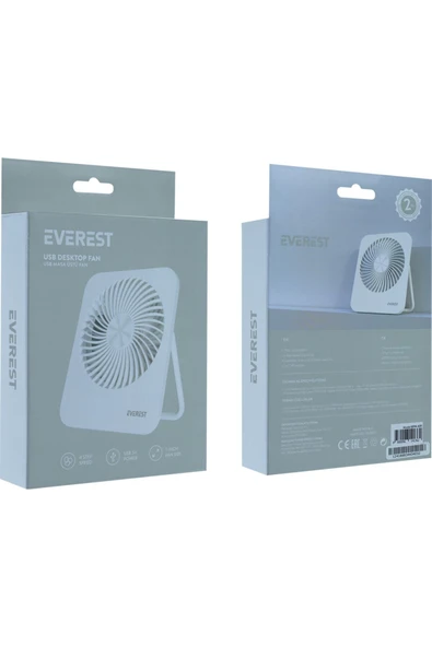 Everest Efn-601 Beyaz 2000Mah 4 Kademeli 4000Rpm Hız Metal Ayak Masaüstü Usb Fan ürün görseli 1