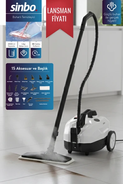 Sinbo 2000W 5 Bar Yüksek Basınçlı 2 Litre 15 Başlıklı 110°C Profesyonel Buharlı Temizleyici SSC-6428 ürün görseli 1