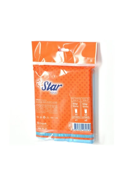 Star Plus 40' Lı Çöp Torbası  (2 Rulo Büyük Boy + 1 Rulo Orta Boy) - Resim 2