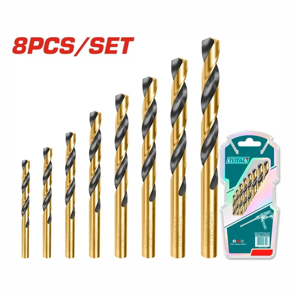 Total 8 Parça Hss Matkap Uç Seti TACSD0801 ürün görseli 1