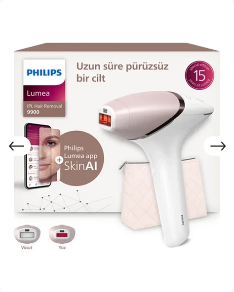 Philips Lumea 9900 Serisi BRI950/02 IPL Tüy Alma, SkinAI Uygulama, Vücut ve Yüz için 2 Başlık, Çanta ürün görseli 1