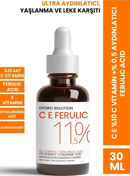 PROCSIN HYDRO SOLUTION C E %10 C VİTAMİN + % 0,5  AYDINLATICI FERULIC ACID 30 ML ürün görseli 1