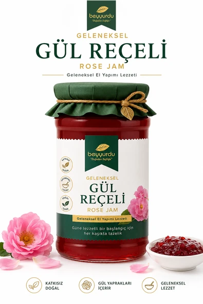 Gül Reçeli Beyyurdu Katkısız Geleneksel Kahvaltılık Doğal Reçel ürün görseli 1