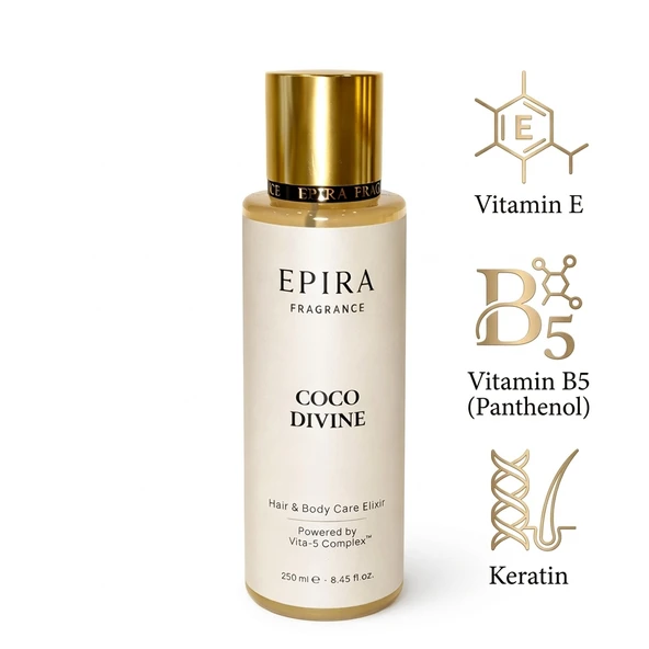 EPIRA Coco Divine Tropikal Hindistan Cevizi Saç ve Vücut Spreyi - Vita-5 Complex E ve B5 Vitamini ile Besleyici ve Kalıcı Bakım 250ml ürün görseli 1
