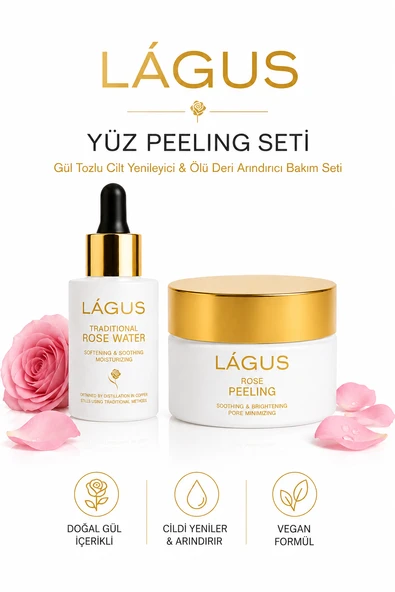 Yüz Peeling Seti LAGUS Gül Tozlu Cilt Yenileyici ve Ölü Deri Arındırıcı Bakım Seti ürün görseli 1