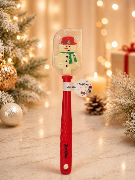 Tantitoni SilikonSpatula 25.5cm Kırmızı Kardan Adamlı ürün görseli 1