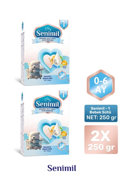 SENİMİL 1 BEBEK SÜTÜ 250 GR (0-6 AY) 2 Lİ AVANTAJ PAKETİ ürün görseli 1