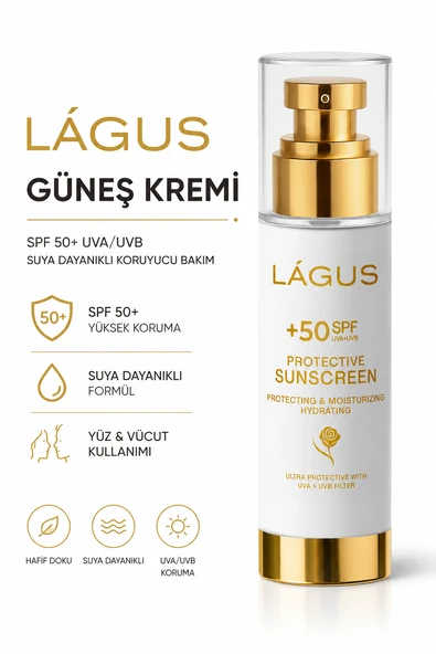 Güneş Kremi LAGUS SPF 50+ UVA/UVB Suya Dayanıklı Koruyucu Bakım ürün görseli 1