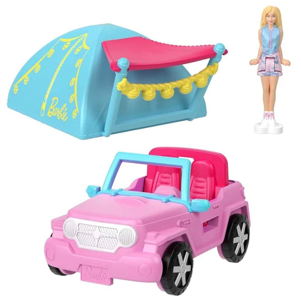Barbie Mini Barbieland Aracı HYF38 HYF43 Araba ve Çadır ürün görseli 1