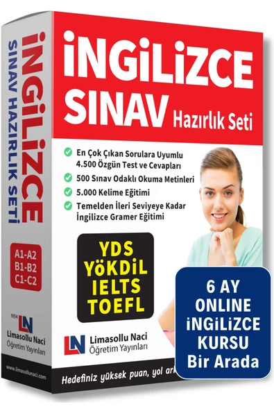 Limasollu Naci Öğretim Yayınları İngilizce Sınav Hazırlık Seti, Yds Deneme, Yökdil, Ielts, Lgs, Kelime Öğrenme 4500 Test, 500 Konu ürün görseli 1