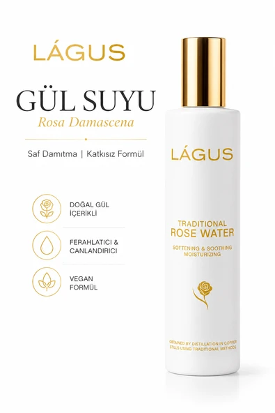 Gül Suyu LAGUS Rosa Damascena Saf Damıtma Katkısız Formül Cam Şişe ürün görseli 1