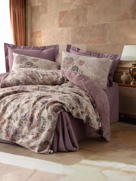 Cotton Box Saten Çift Kişilik Nevresim Takımı Majolica Mürdüm ürün görseli 1