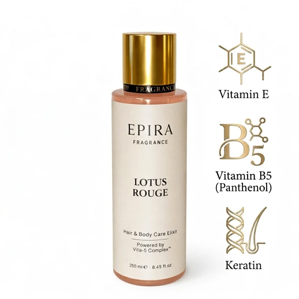 EPIRA Lotus Rouge Canlandırıcı Çiçeksi Saç ve Vücut Spreyi - Vita-5 Complex ve Keratin ile Yenileyici Etki ve Kalıcı Esans 250ml ürün görseli 1