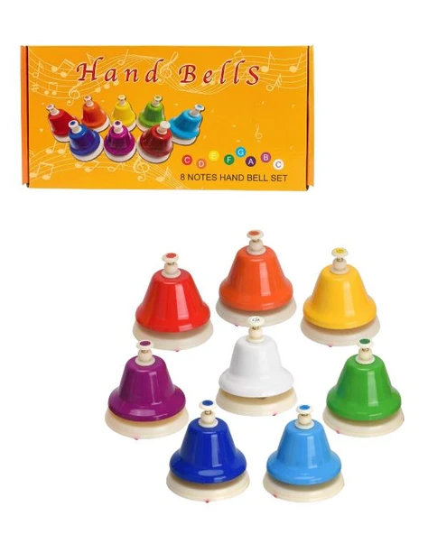 Temel Renkli Masaüstü Nota El Zili Seti 8li 9.5 cm BY11-2 ürün görseli 1