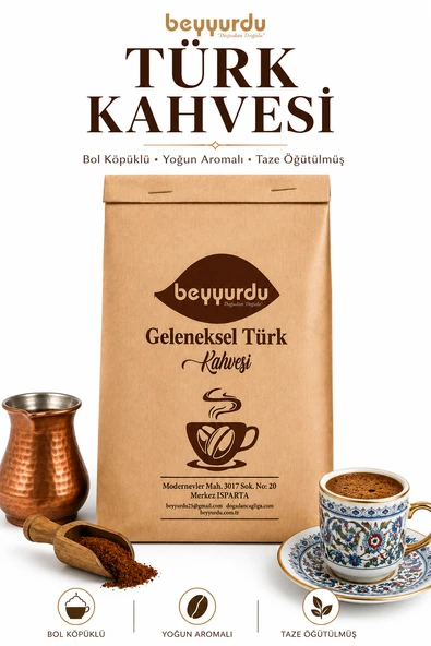 Türk Kahvesi Beyyurdu Bol Köpüklü Yoğun Aromalı Taze Öğütülmüş Kahve ürün görseli 1