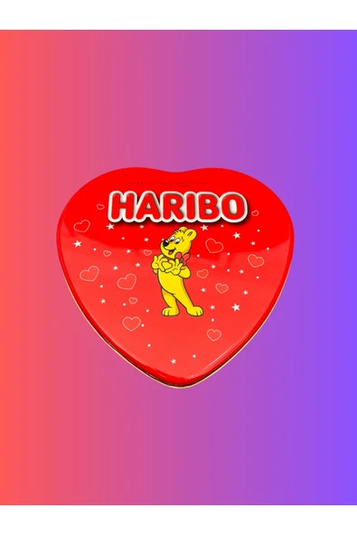 Haribo Sevgililer Günü Hediyesi Kalpli Teneke Kutu Mini Jelibon 300 gr. x 1 Kutu ürün görseli 1