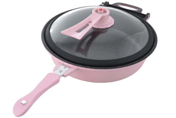 Premier PPP 3261 32CM Cam Kapaklı Granit Tava - Pembe ürün görseli 1