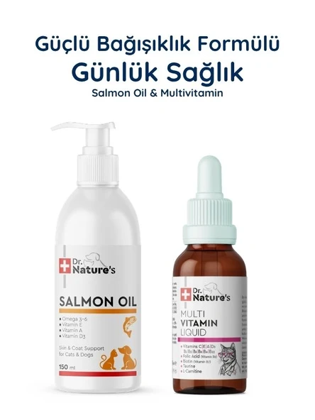 Kedi Multivitamin + Somon Yağı Omega 3 Seti – Günlük Sağlık ve Tüy Destek Paketi ürün görseli 1