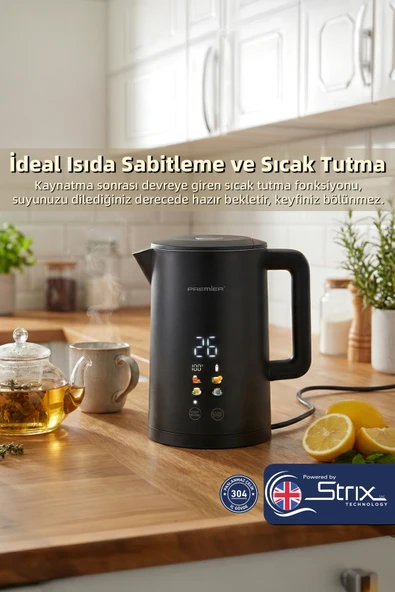 Premier Prk 2215EA Akıllı Su Isıtıcısı - Dijital Ekranlı, Isı Ayarlı, Çift Katmanlı Cool Touch Kettle ürün görseli 1