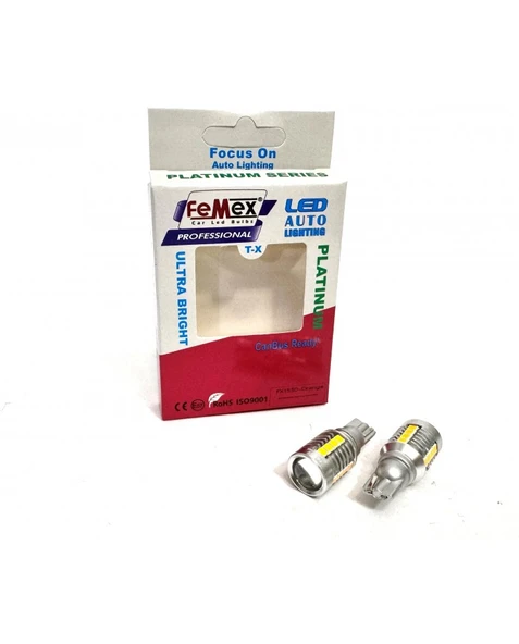 FEMEX Platinum Mercekli Turuncu T15 W16W 3035 Chip 18smd  10W Led Ampul FEEMX ürün görseli 1